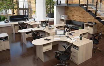 Комплект офисной мебели SIMPLE с эргономичными столами и тумбами в Биробиджане - предосмотр 2